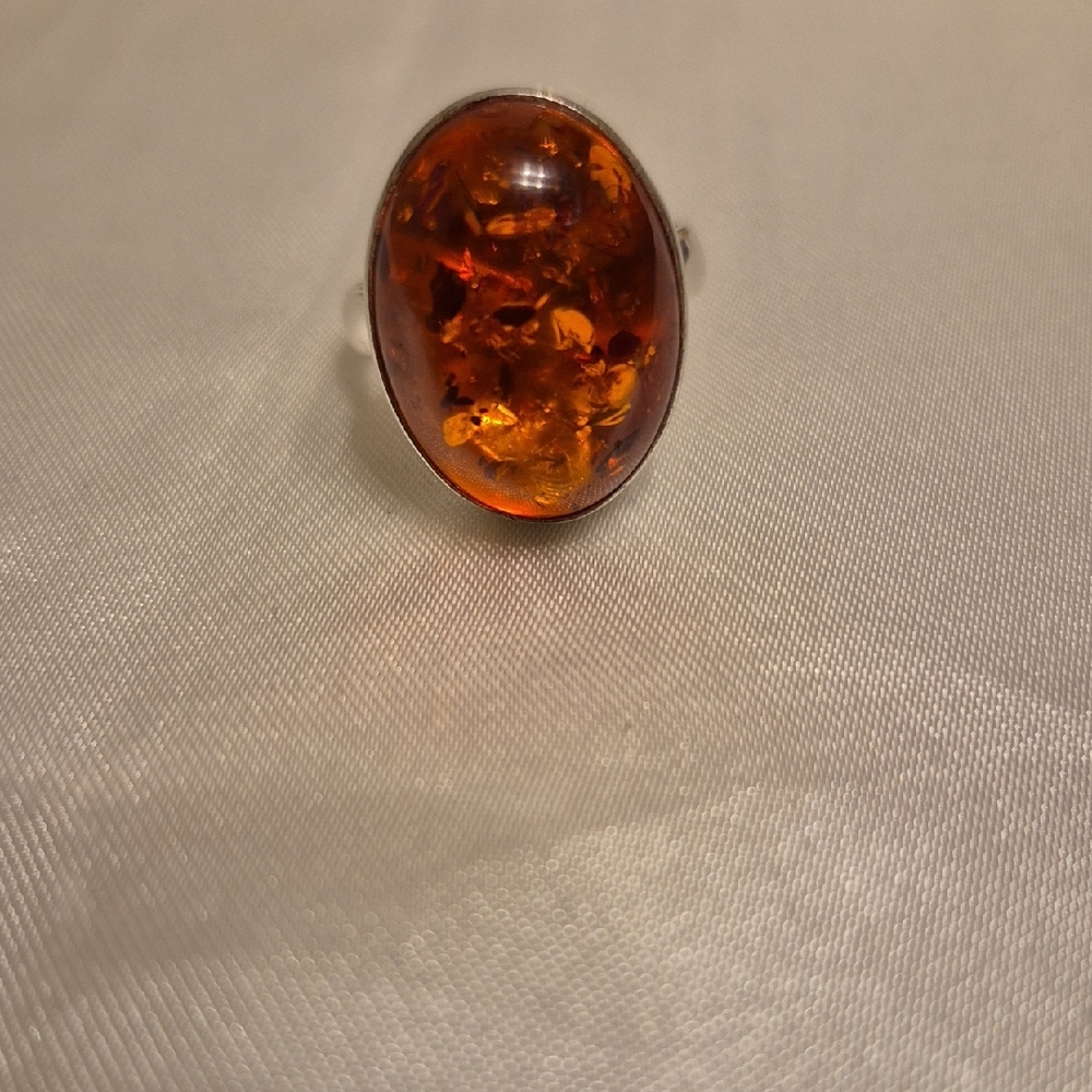 Handmade Sterling Silver Amber Ring